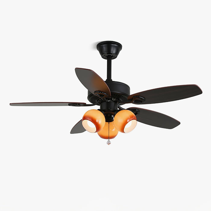 Solara Plafonnier Ventilateur Classique en Bois et Verre