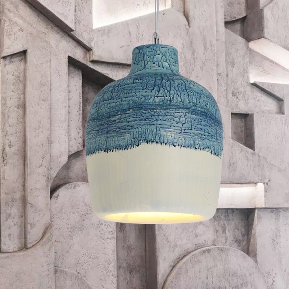 Avi Suspension Pot Retro, Résine/Acrylique, Gris/Blanc, Salon