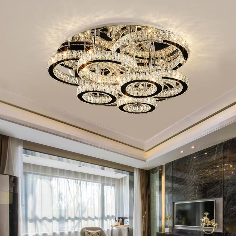 Kristy Design Italien LED Plafonnier Anneau Moderne Métal/Cristal Or Chambre à Coucher/Salle à Manger