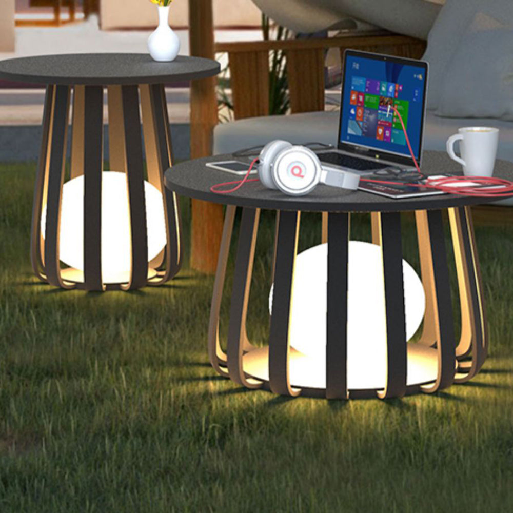 Ray Lampadaire Table Moderne, Métal, Noir, Extérieur