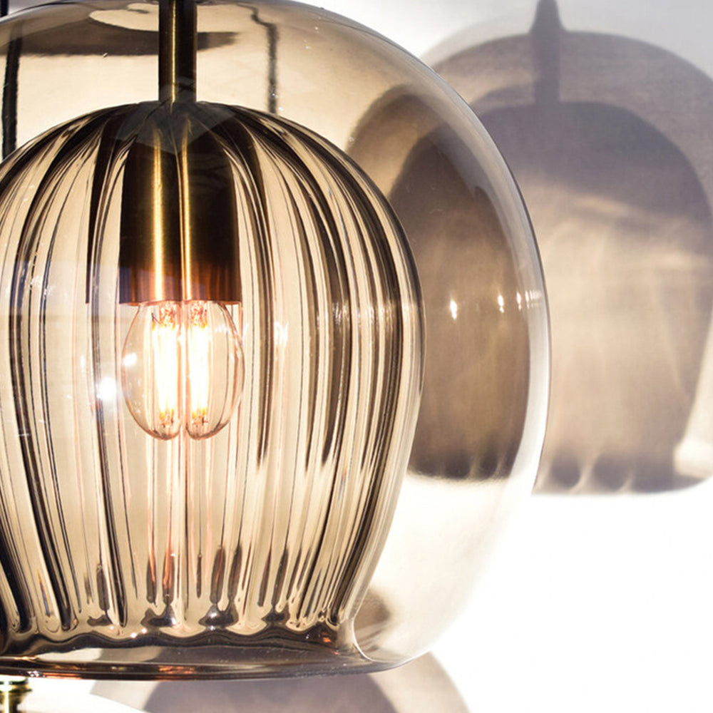 June Suspension Bulle Nordique Verre Transparent/Doré Salon/Chambre