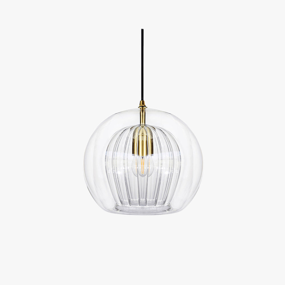 June Suspension Bulle Nordique Verre Transparent/Doré Salon/Chambre