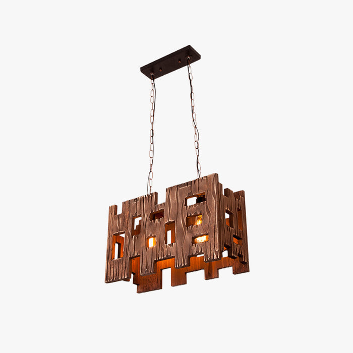 Epoch Suspension Rectangulaire Rustique, Metal/Bois, Bois, Chambre