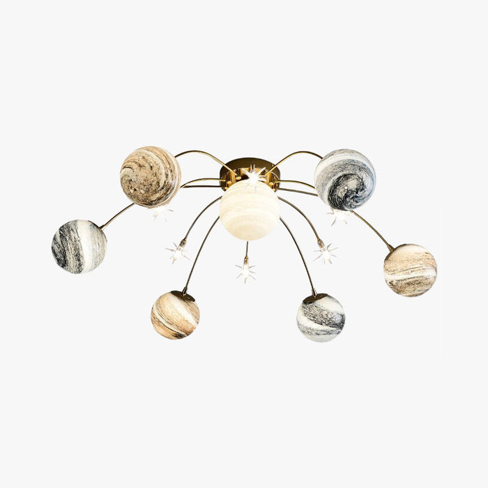 Aria Design Italien LED Plafonnier Planète Moderne Métal/Verre Coloré Salon