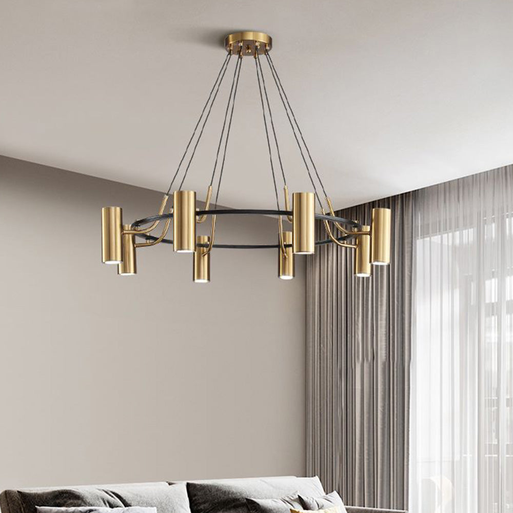 Arisha Moderne Anneau LED Suspension Doré Métal Salon Chambre à Coucher