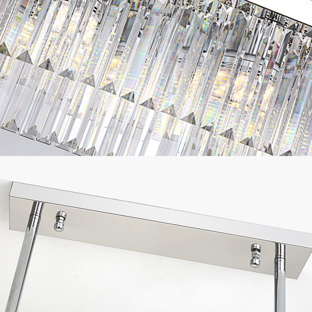 Kristy Design Luminaires Suspensions Rectangulaire Contemporain Métal/Cristal Blanc Salle à Manger/Salon