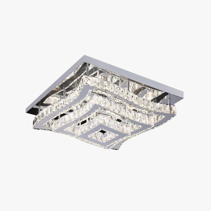 Kirsty Plafonnier Carré Blanc Moderne Métal/Verre Argent Grande Salon
