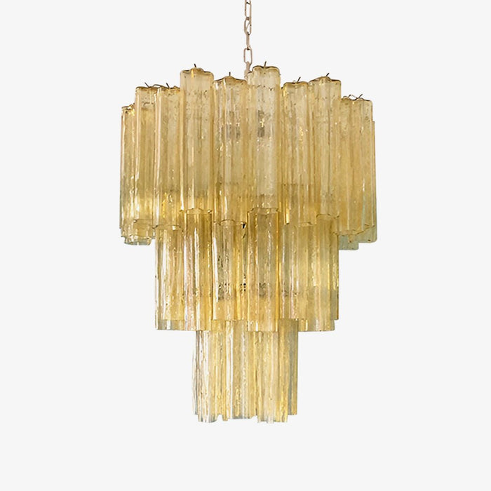 Aurora Lustre Jaune Verre Tube Étagé Chaud