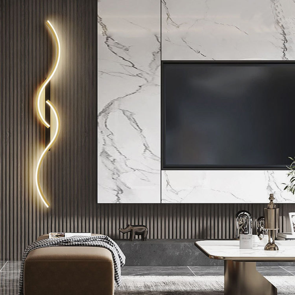 Lumor Applique Murale Vague Design Moderne Noir/Or Salon