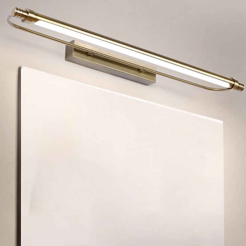 Arisha Applique Murale LED Minimaliste Linéaire, Métal/Acrylique, Or, Salle de Bain