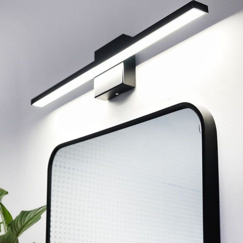 Ray Applique Murale LED Linéaire/Rectangulaire, Métal/Acrylique, Noir/Argent, Salle de Bain