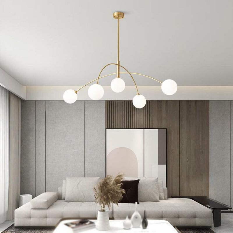 Valentina Lustre Minimaliste, Metal/Verre, Noir/Or, Salon