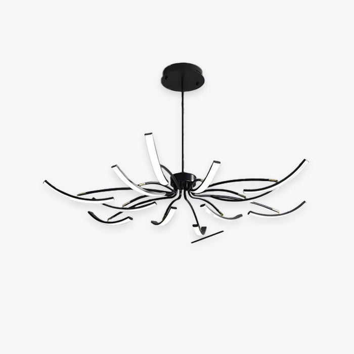 Kristy Moderne Lustre Linéaire Moderne, Métal/Gel de Silice, Noir/Blanc/Doré, Salon