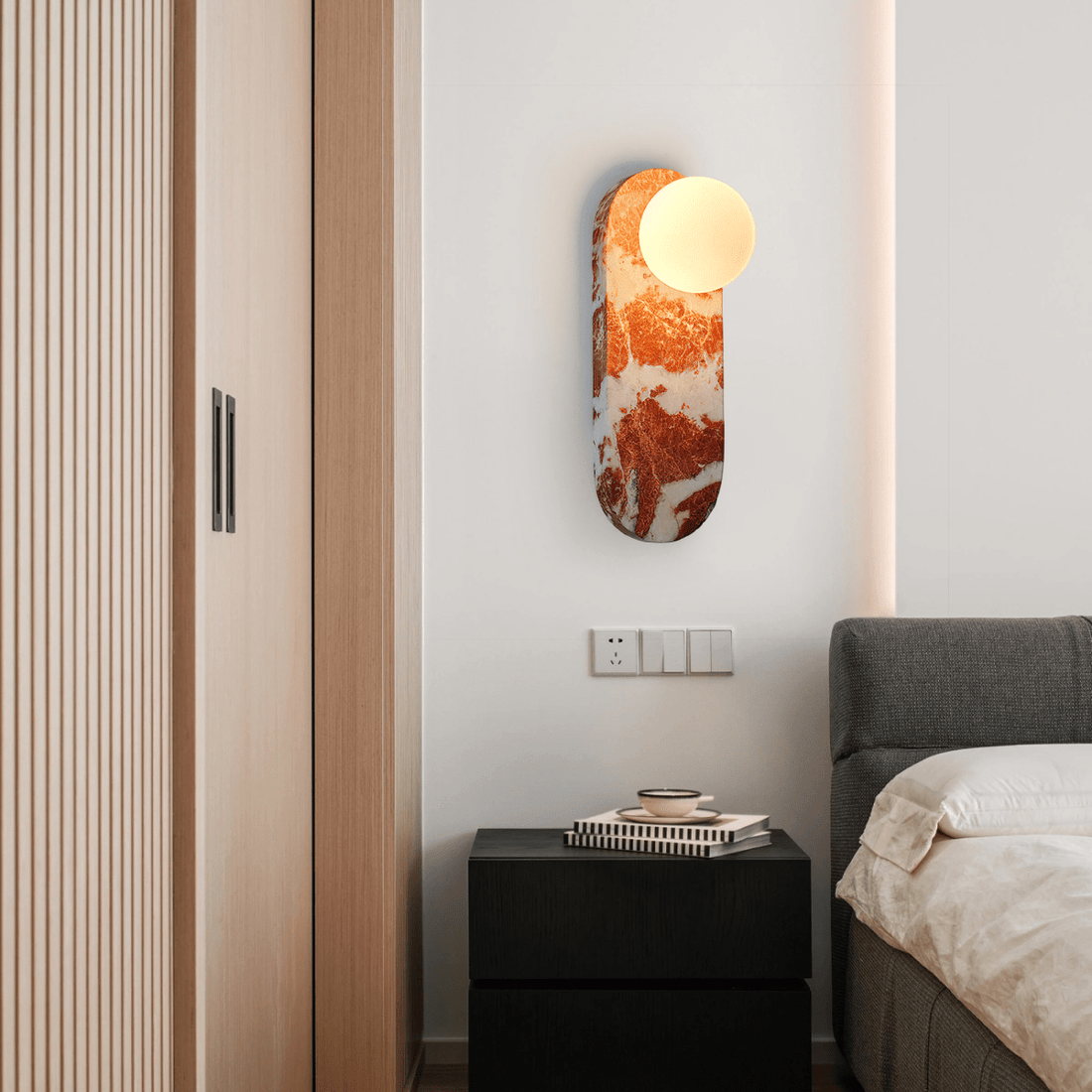 Sysolion Applique Murale en Verre et Marbre Moderne Minimaliste