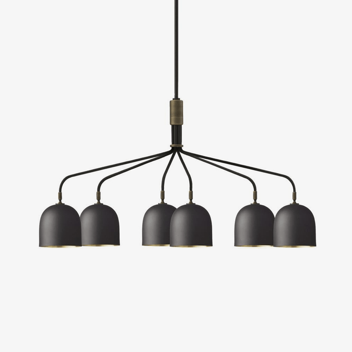 Lustra Lustre Noir en Laiton Industriel