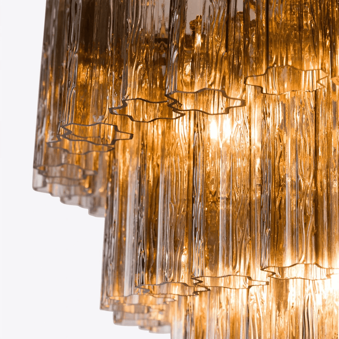 Aurora Lustre Cinq Étage Cannelé Verre Grande Mid Siècle