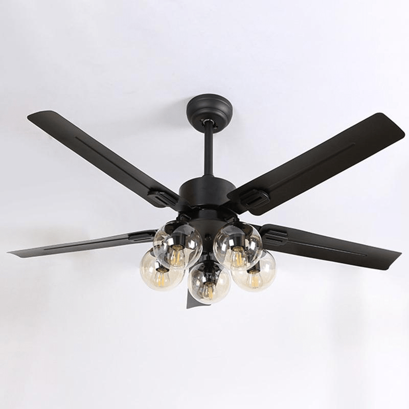 Zazoren Plafonnier Verre Noir Vintage Ventilateur de plafond