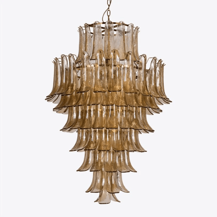 Aurora Lustre Pétale en Verre Murano Ambre Style Milieu de Siècle
