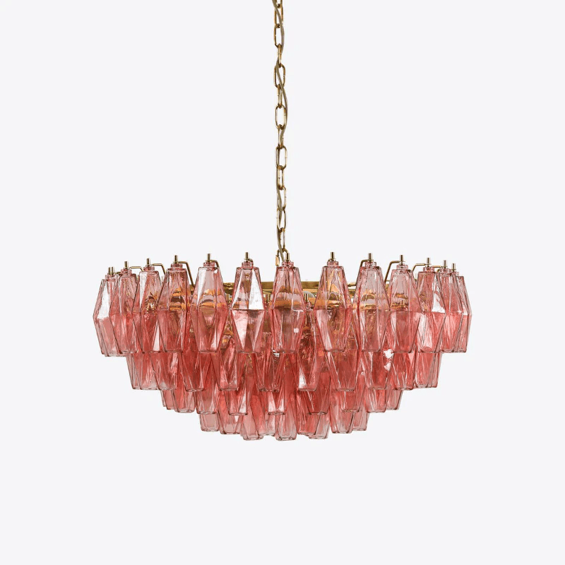 Aurora Lustre Rose Polygone Verre Étagé Moderne Artistique