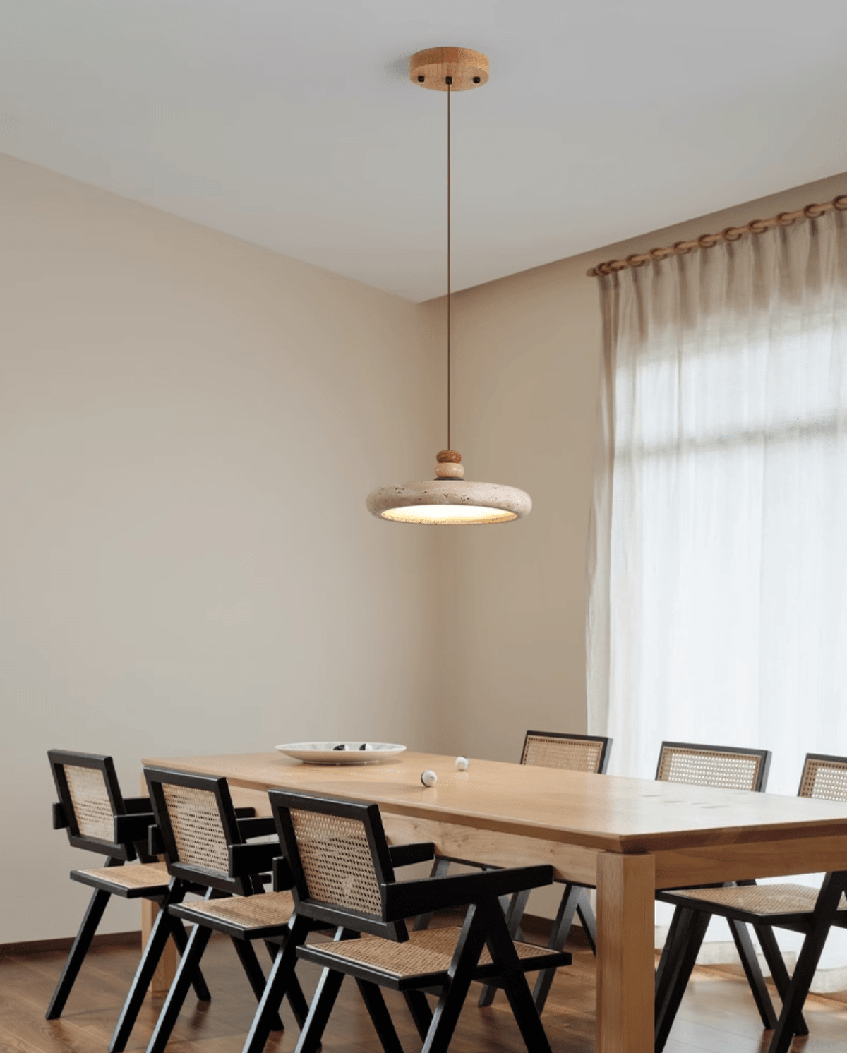 Cuvarora Disque Travertin Pendentif Lumière