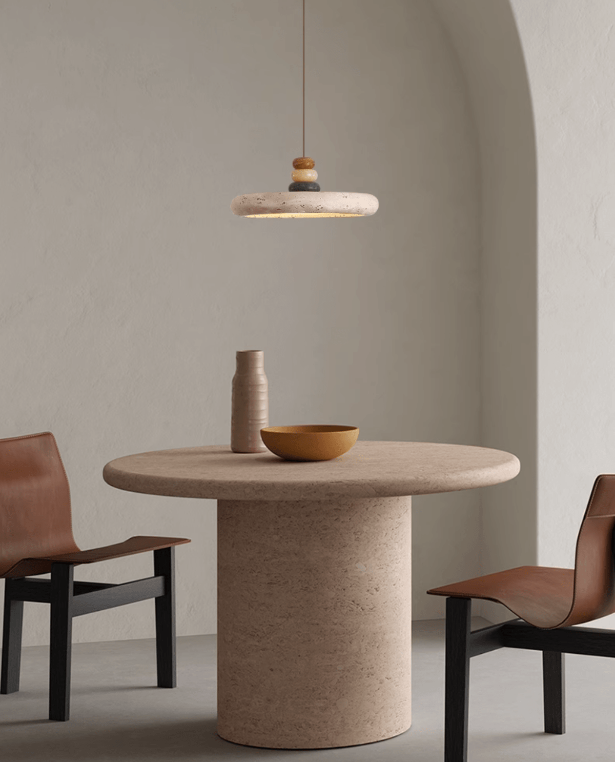 Cuvarora Disque Travertin Pendentif Lumière