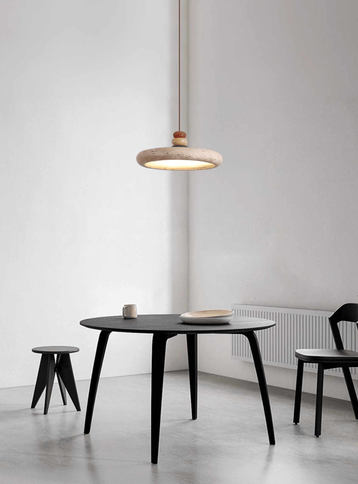 Cuvarora Disque Travertin Pendentif Lumière