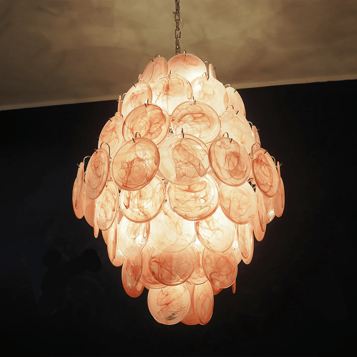Aurora Lustre Rose Murano Verre Soufflé-Main Disques