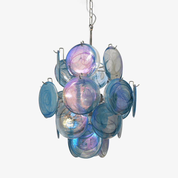 Aurora Lustre en Verre de Murano Bleu Disque Vintage
