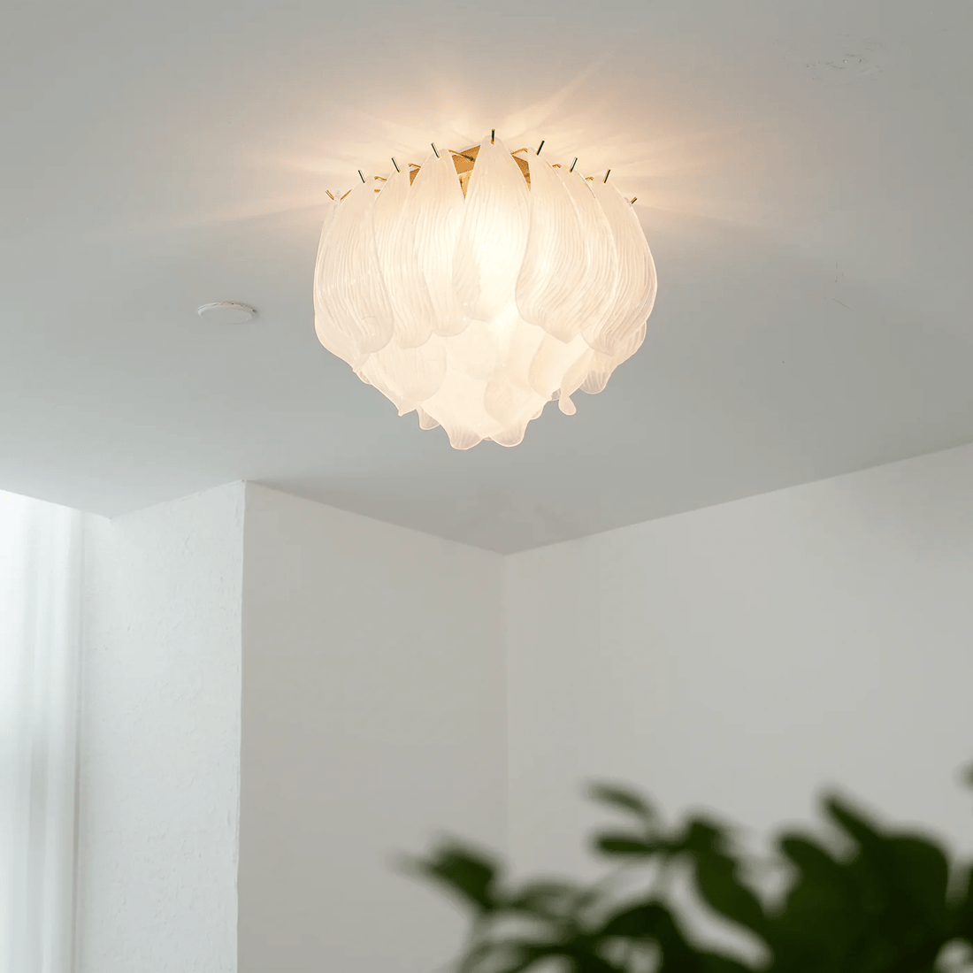 Aurora Plafonnier Murano Pétale Soufflé-Main Verre Applique Plafond