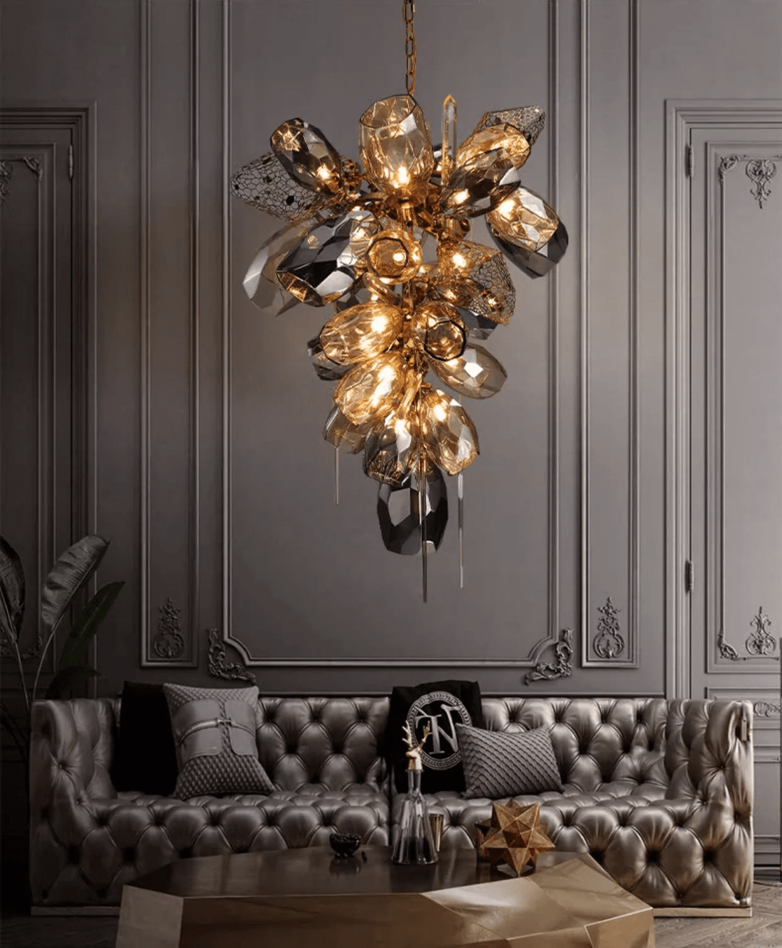 Aurora Lustre Moderne en Verre et Cristal