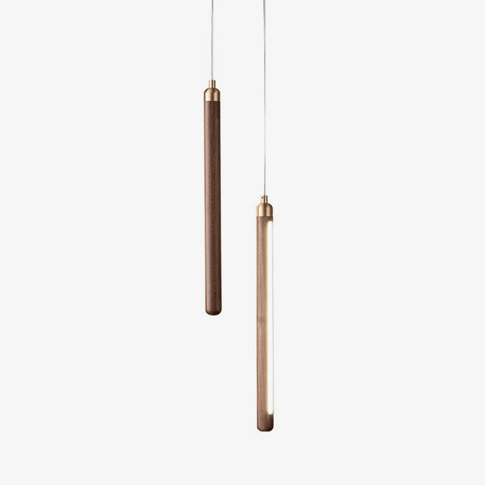 Kyoto Noyer Laiton Linéaire Suspension Lumière