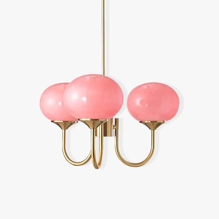 Lustra Lustre Globe en Verre Rose Doré
