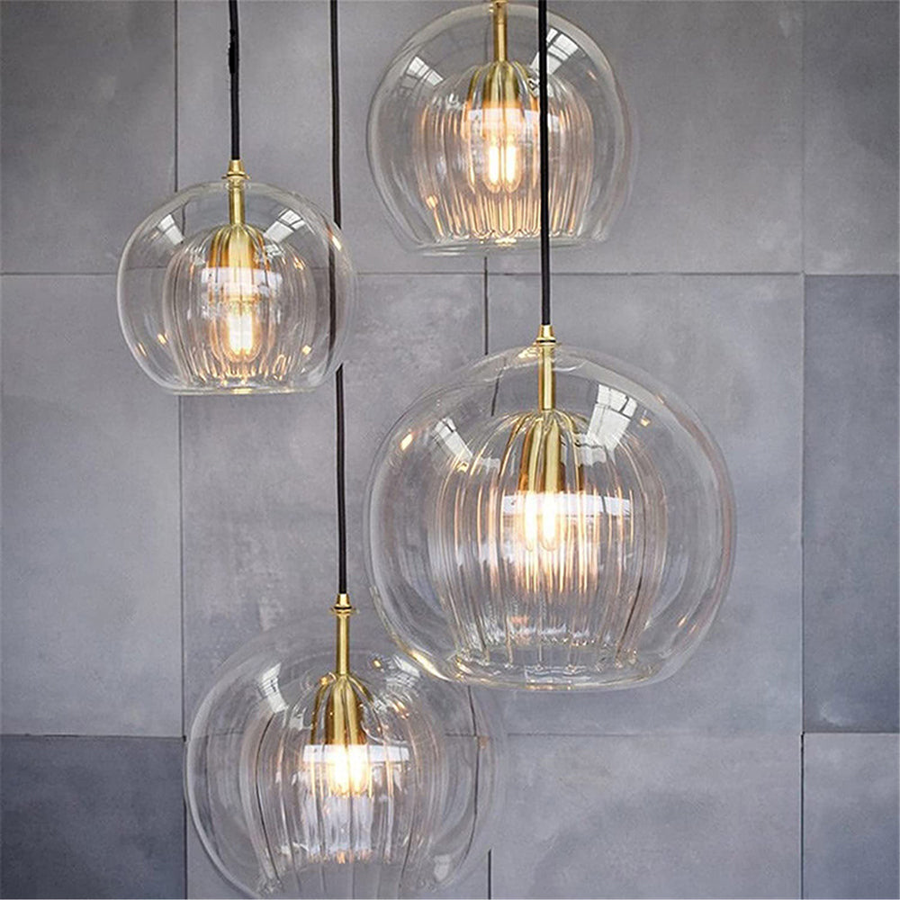 June Suspension Bulle Nordique Verre Transparent/Doré Salon/Chambre