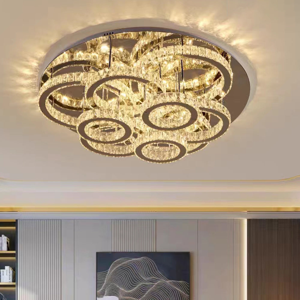 Kristy Design Italien LED Plafonnier Anneau Moderne Métal/Cristal Or Chambre à Coucher/Salle à Manger