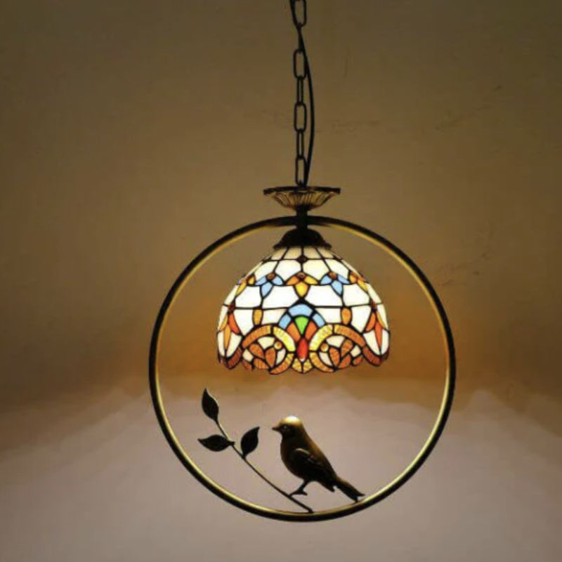 Tiffany Cottage Suspension Métal Verre Chambre À Coucher