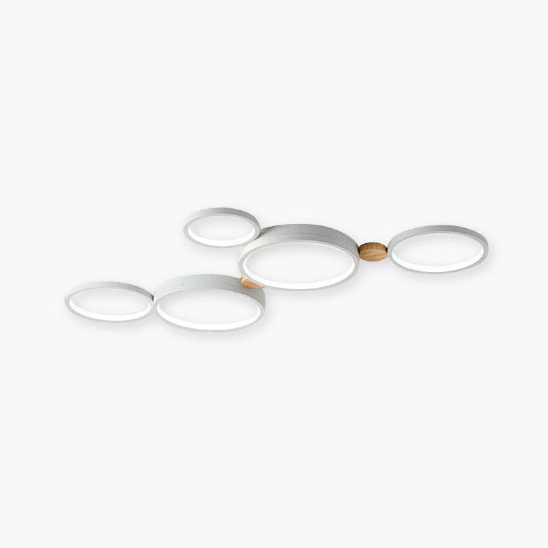 Fylo Plafonnier Rond Moderne. Métal/Bois. Blanc/Gris/Vert. Salon