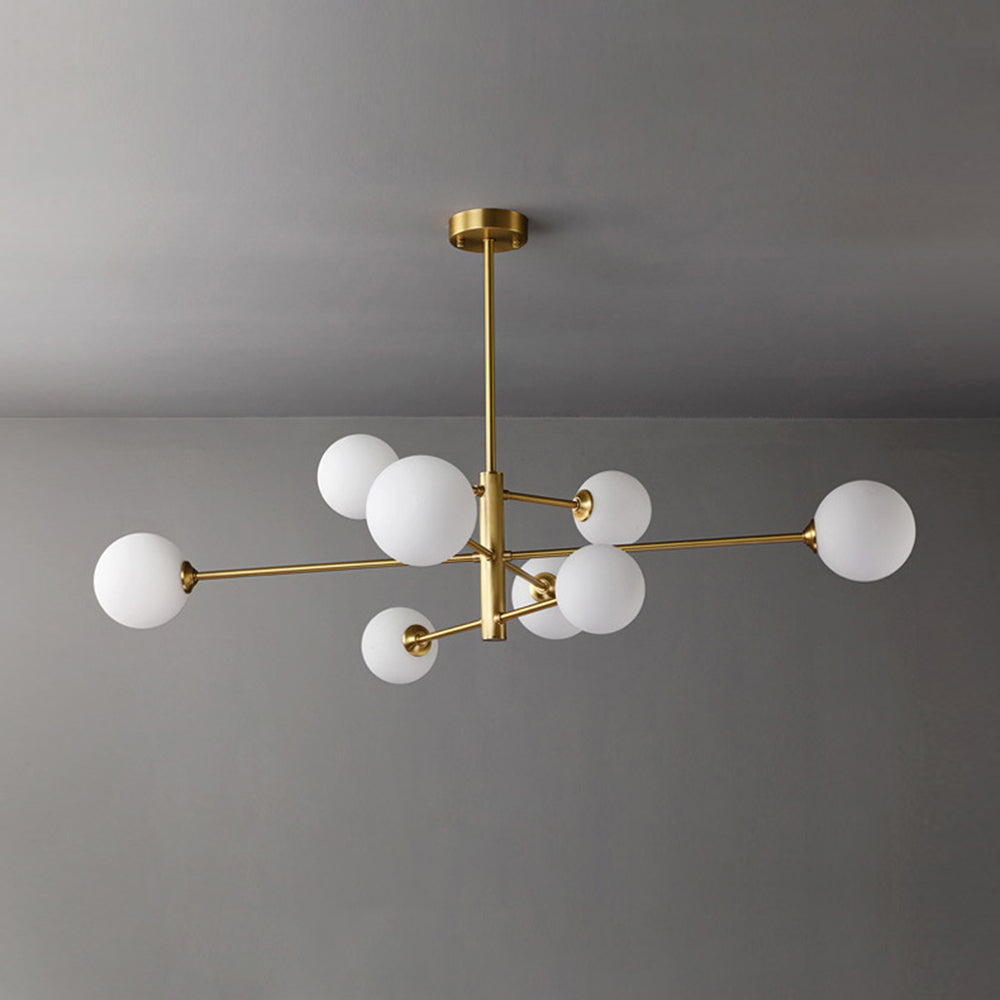 Truva Lustre Bulle Moderne. Cuivre/Verre. Noir/Cuivre. Salon