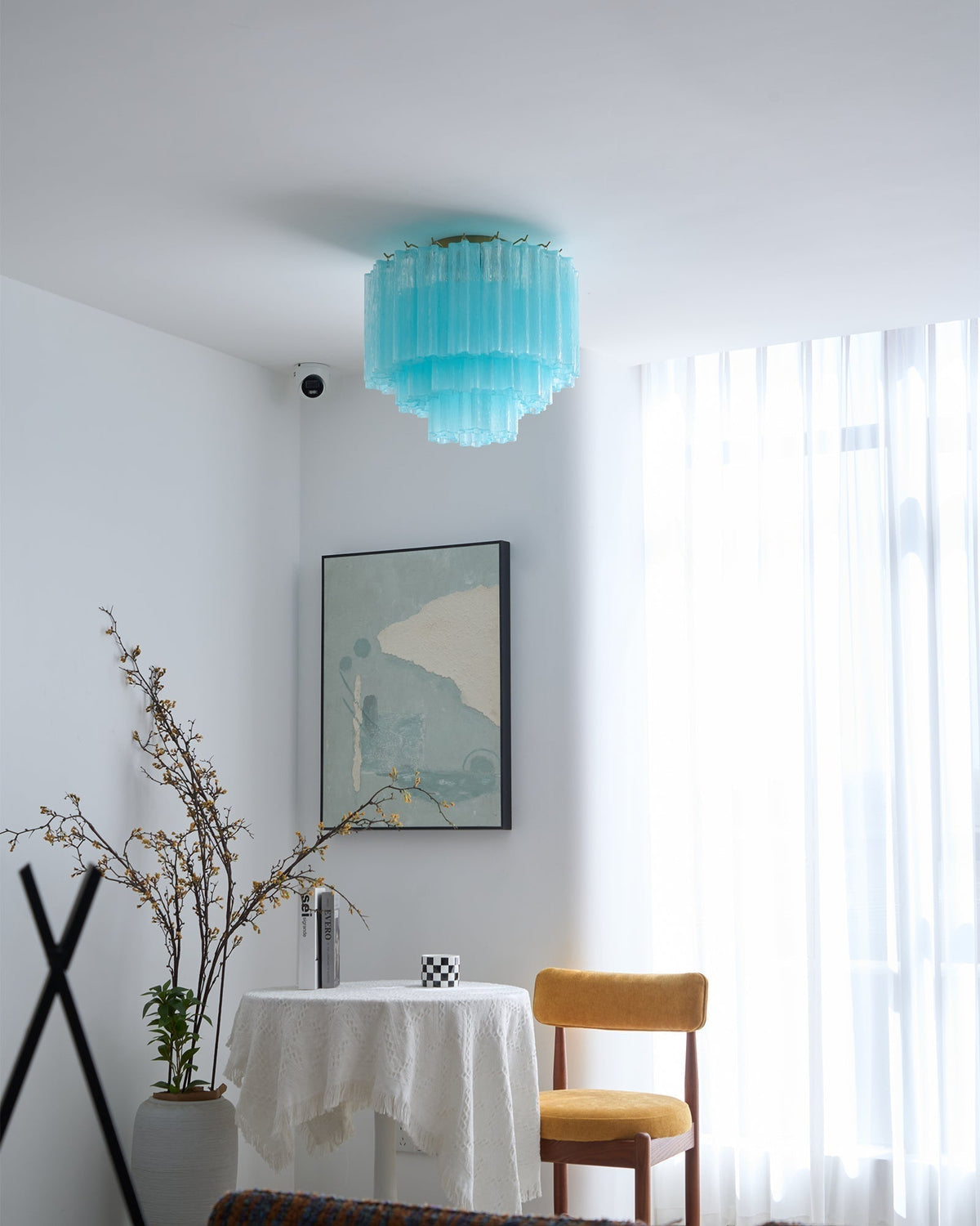 Aurora Plafonnier Blanc Murano Verre Superposé Élégant Moderne