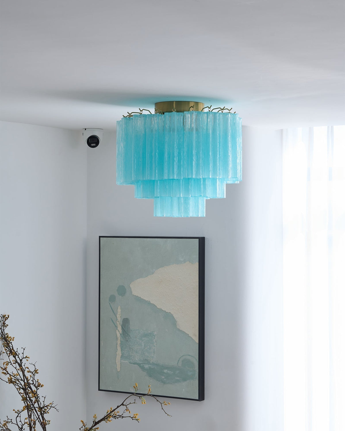 Aurora Plafonnier Blanc Murano Verre Superposé Élégant Moderne