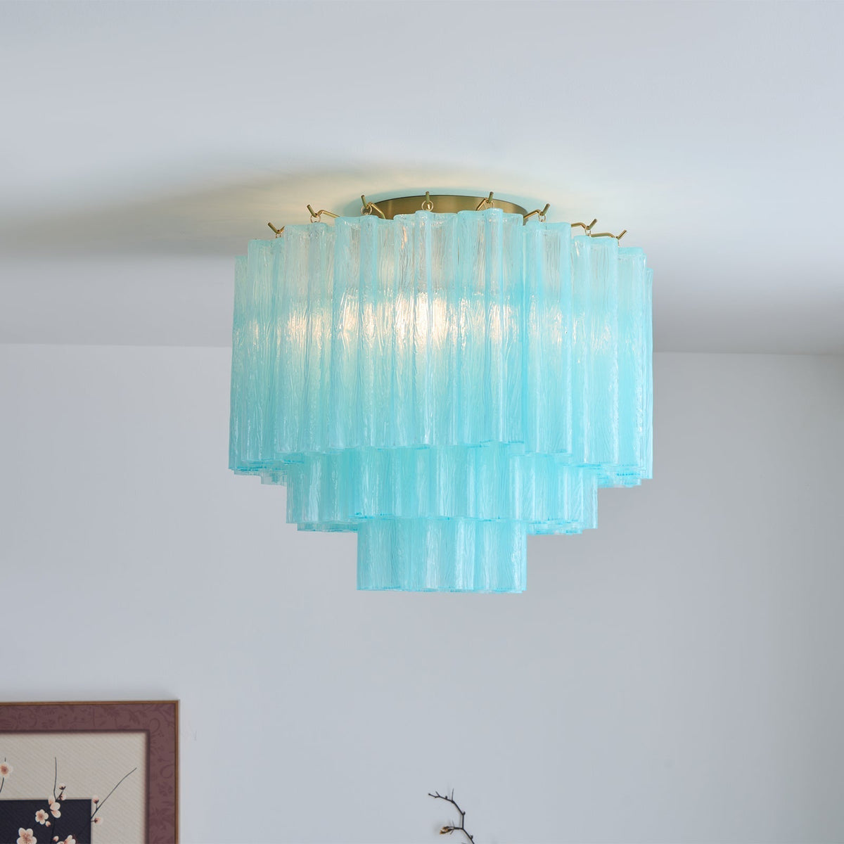 Aurora Plafonnier Blanc Murano Verre Superposé Élégant Moderne