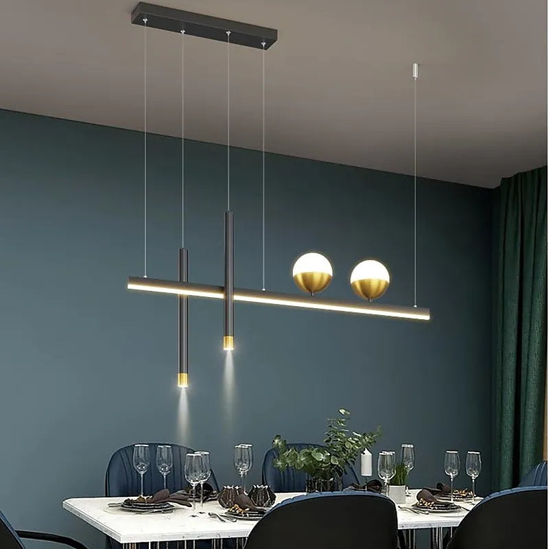 Arisha Luminaires Suspension Minimaliste Globe Double Métal Salle à manger