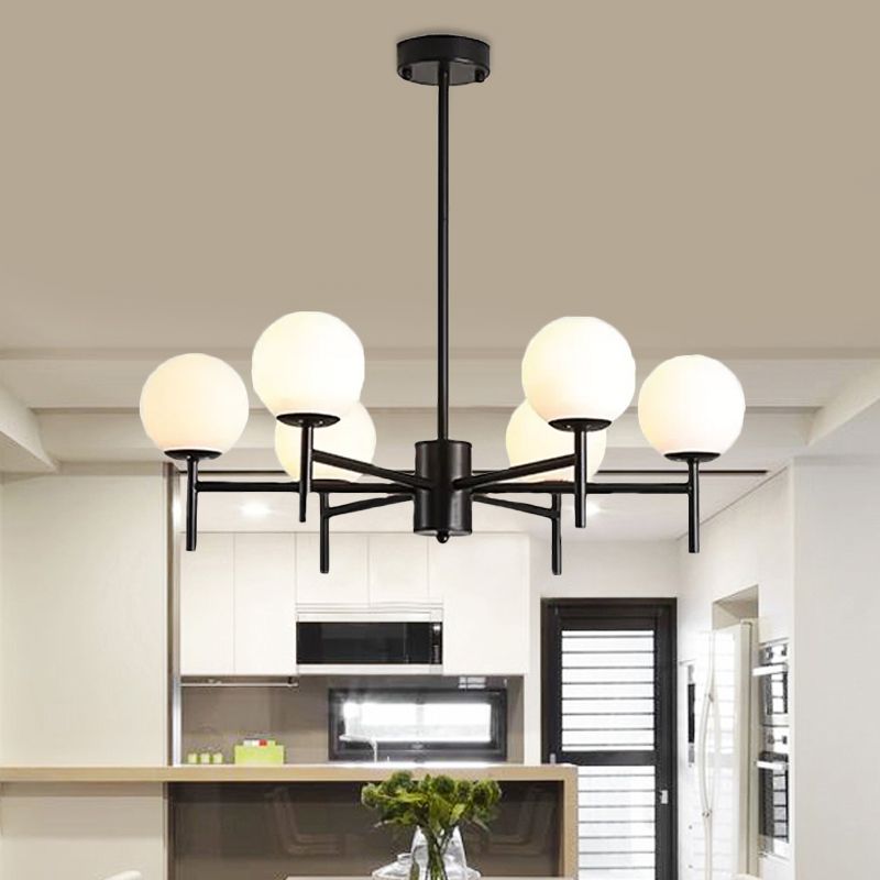 Valentina Bulle Moderne LED Lustre Noir/Doré Métal/Verre Chambre à Coucher