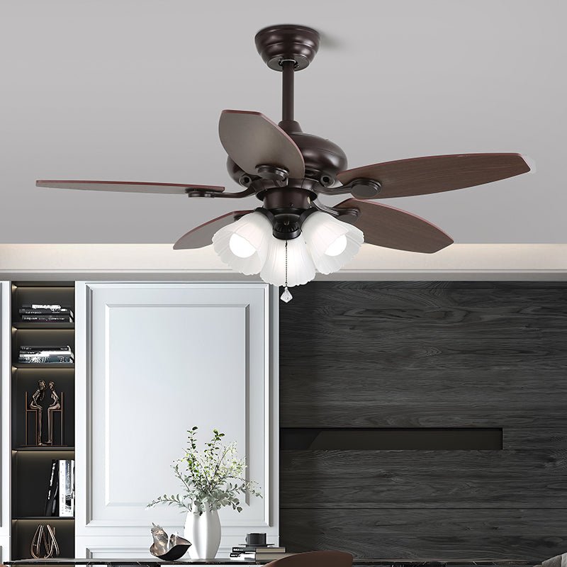 Solara Plafonnier Ventilateur Classique en Bois et Verre