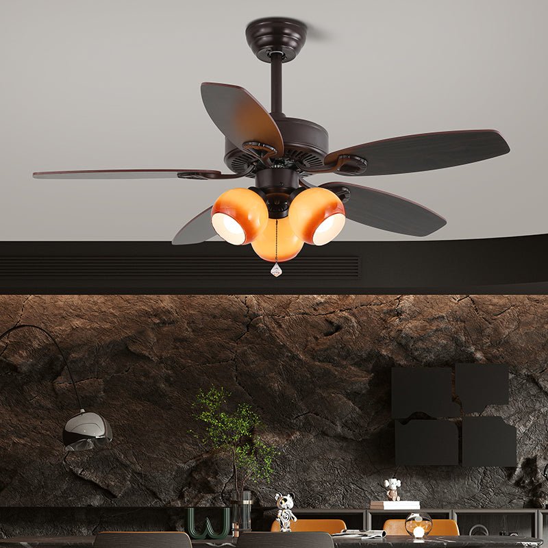 Solara Plafonnier Ventilateur Classique en Bois et Verre