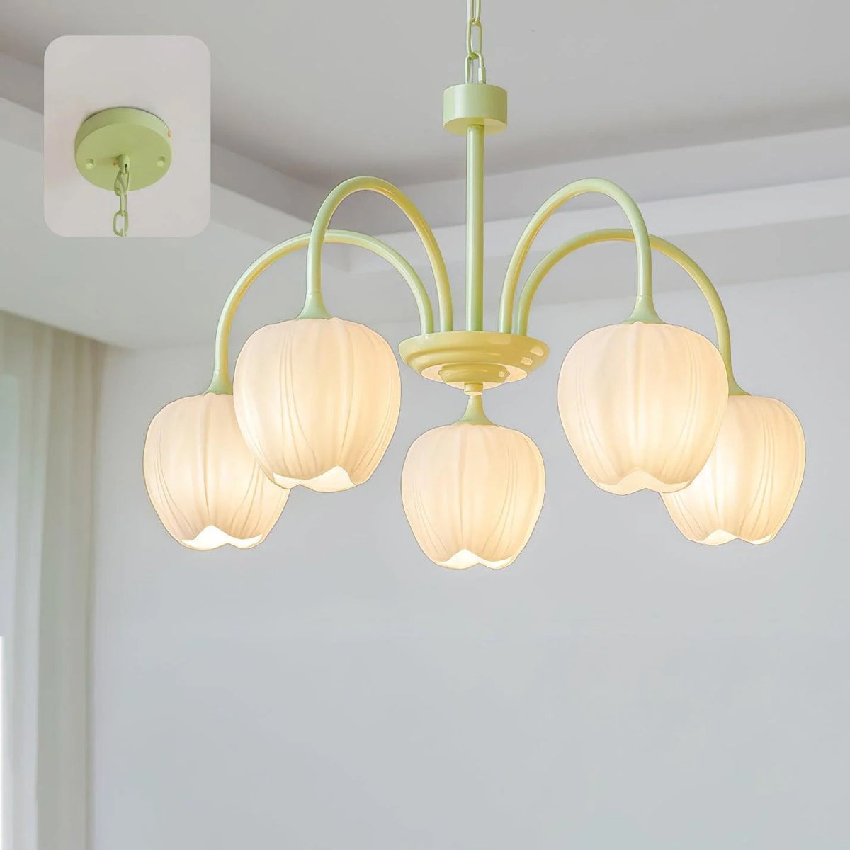Lustra Lustre Tulipe en Verre Matcha