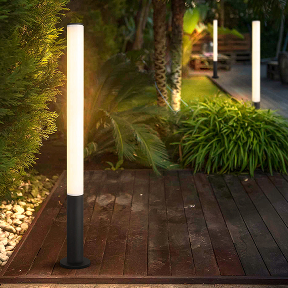 Ray Lampe Extérieure au Sol Minimaliste, Métal/Acrylique, Noir/Blanc, Jardin