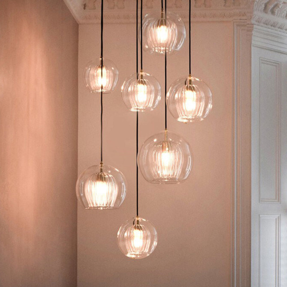 June Suspension Bulle Nordique Verre Transparent/Doré Salon/Chambre