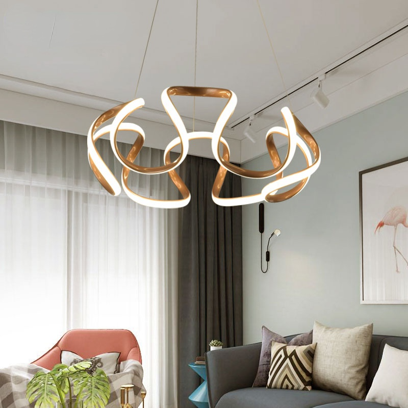 Clyra Suspension Linéaire Moderne Doré/Café/Gris. Salon