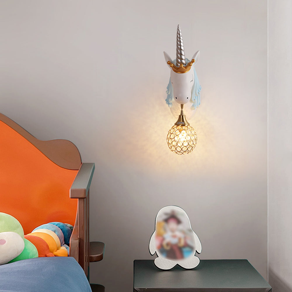Aria Applique Murale Moderne Licorne/Fraise, Rose/Bleu, Chambre d'enfants