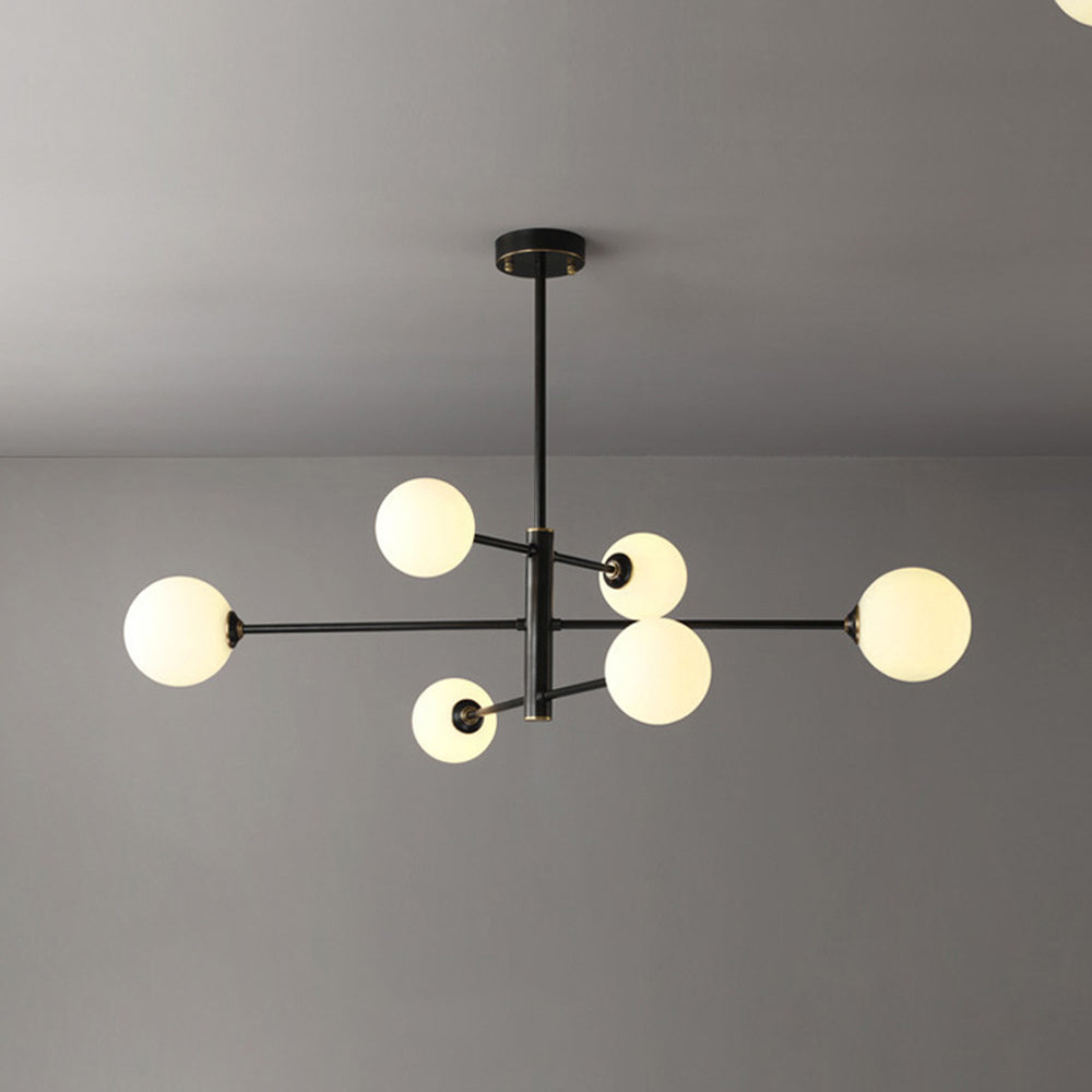 Truva Lustre Bulle Moderne. Cuivre/Verre. Noir/Cuivre. Salon